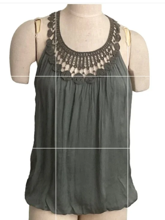 Carla Conti Italian Silk Blouse Silk Top Sz S Green 160H - Picture 2 of 10